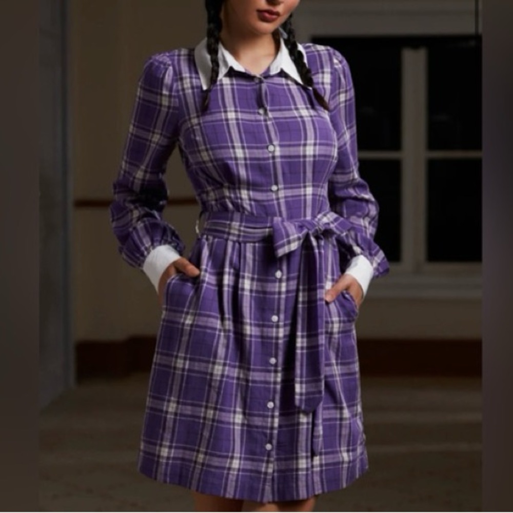 ModCloth October Orchard Dress in Plum Plaid